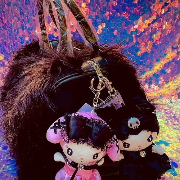 My Melody & Kuromi Mascot plush Keychains & Blk Shaggy Dolls kill Weekender NWT - Picture 5 of 10